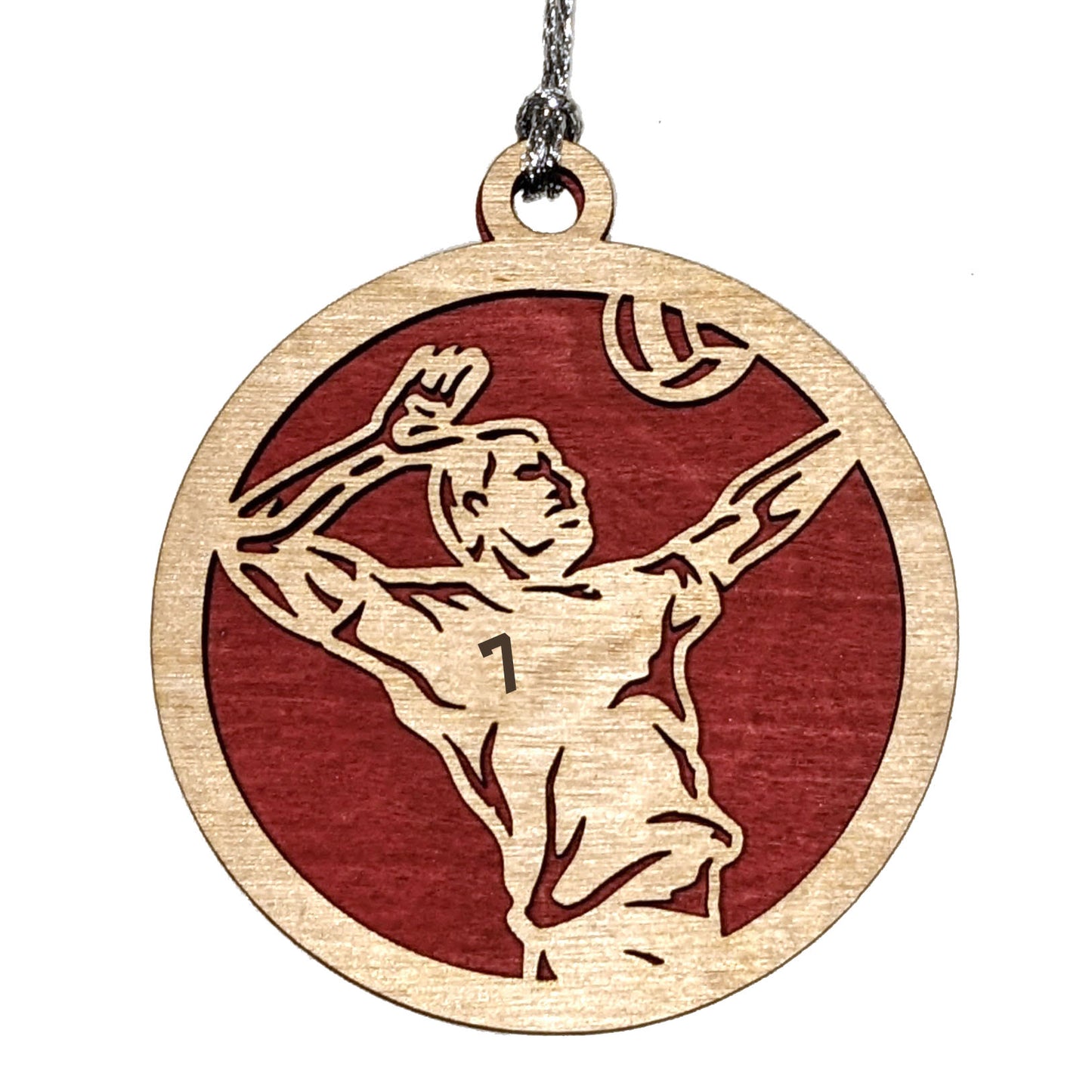 Male Volleyball laser cut personalized wood ornament