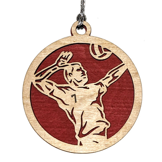 Male Volleyball laser cut personalized wood ornament