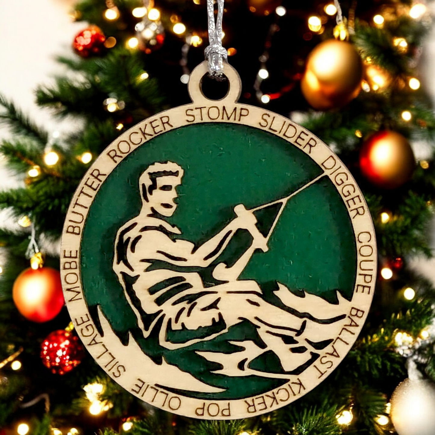 Personalized Male Wakeboarding Christmas Ornament - 3" Laser Cut Handcrafted Wooden Holiday Decor - Customizable Wakeboarder Xmas Tree Decoration - Unique Gift for Wakeboard Enthusiasts