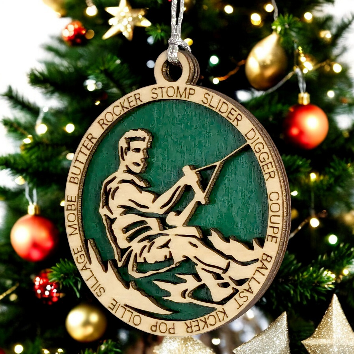 Personalized Male Wakeboarding Christmas Ornament - 3" Laser Cut Handcrafted Wooden Holiday Decor - Customizable Wakeboarder Xmas Tree Decoration - Unique Gift for Wakeboard Enthusiasts