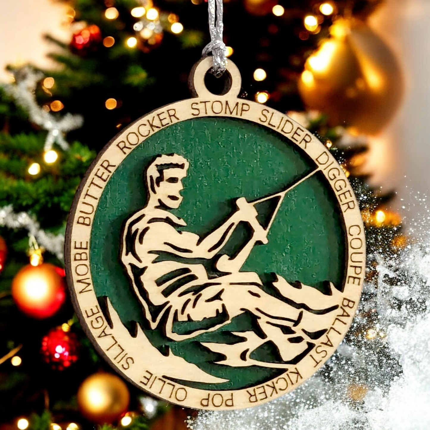 Personalized Male Wakeboarding Christmas Ornament - 3" Laser Cut Handcrafted Wooden Holiday Decor - Customizable Wakeboarder Xmas Tree Decoration - Unique Gift for Wakeboard Enthusiasts
