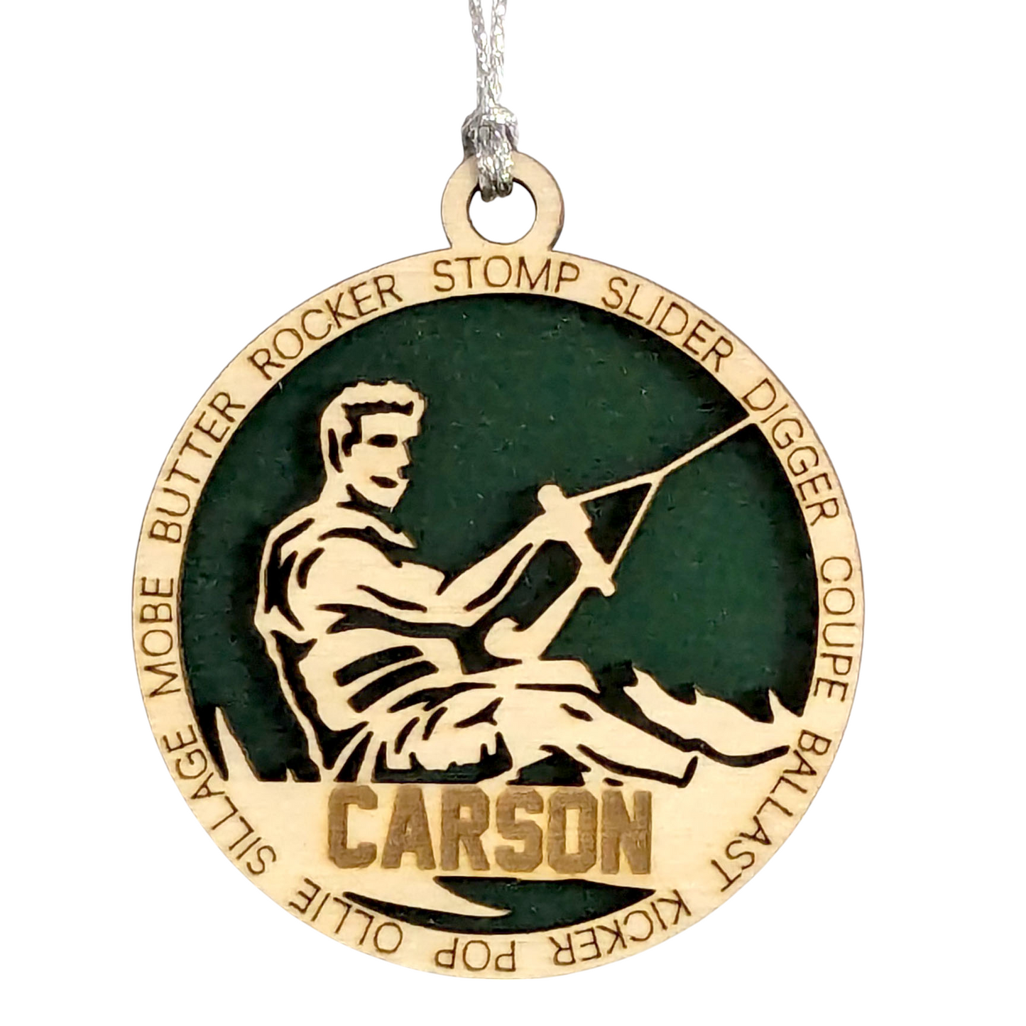 Personalized Male Wakeboarding Christmas Ornament - 3" Laser Cut Handcrafted Wooden Holiday Decor - Customizable Wakeboarder Xmas Tree Decoration - Unique Gift for Wakeboard Enthusiasts