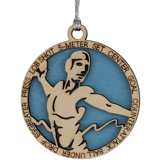 3" Handcrafted Wooden Personalized Male Water Polo Christmas Ornament - Custom Aquatic Sports Holiday Decor