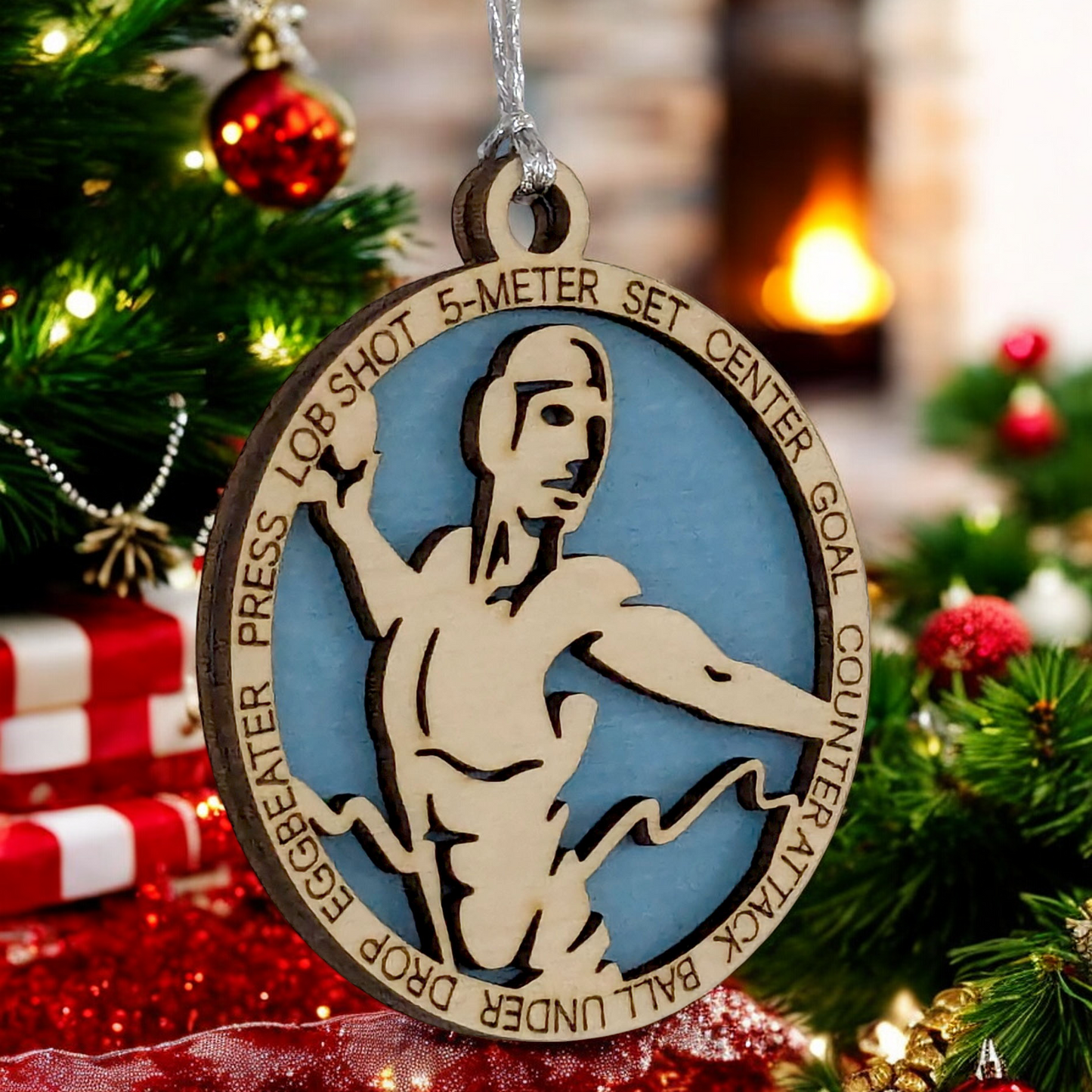 3" Handcrafted Wooden Personalized Male Water Polo Christmas Ornament - Custom Aquatic Sports Holiday Decor