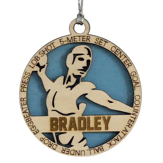 3" Handcrafted Wooden Personalized Male Water Polo Christmas Ornament - Custom Aquatic Sports Holiday Decor