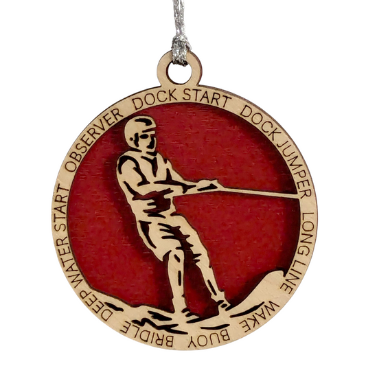 3-Inch Personalized Male Water Skiing Christmas Ornament - Handcrafted Wooden Water Skier Holiday Decoration - Customizable Holiday Keepsake for Water Sports Enthusiasts - Unique Christmas Tree Decor
