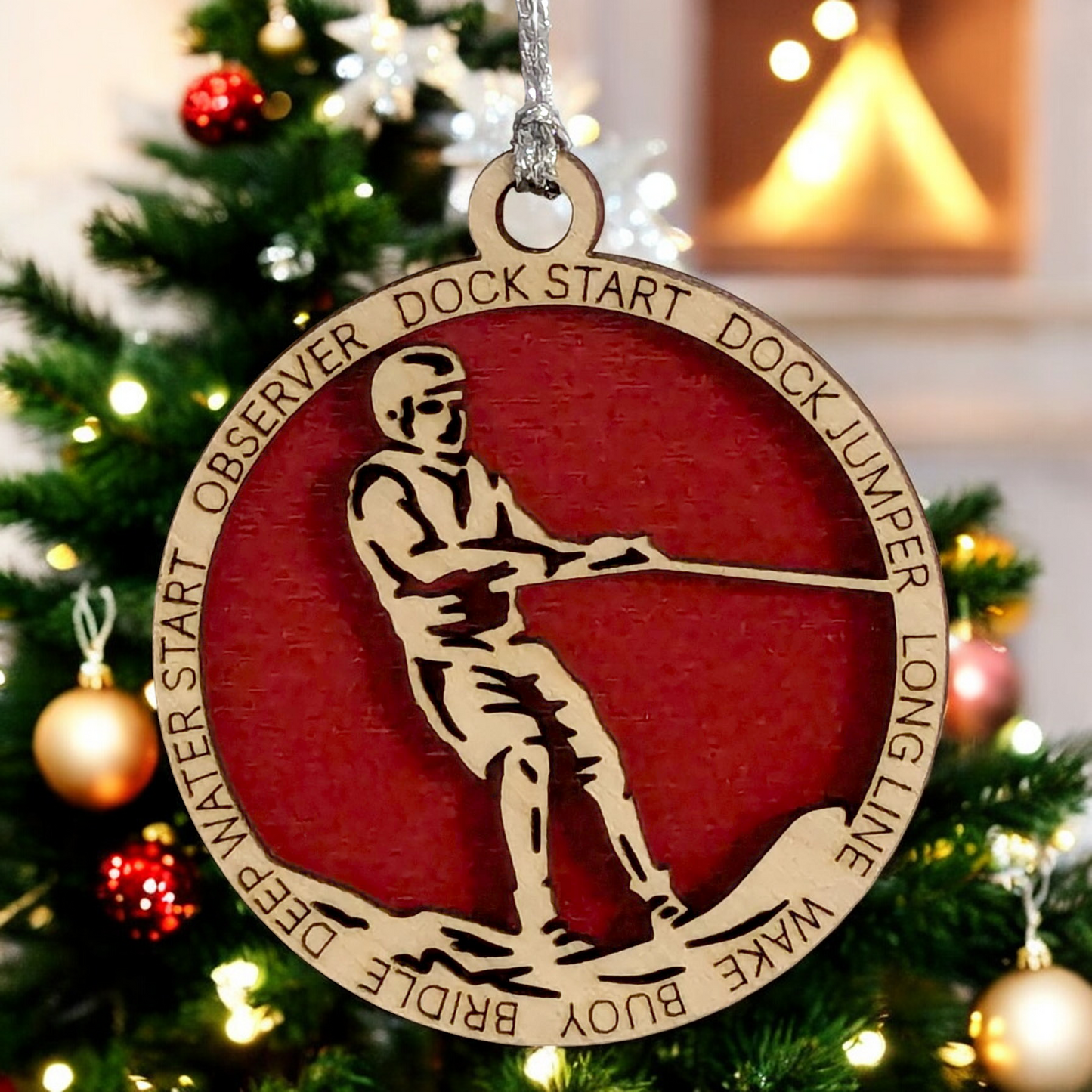 3-Inch Personalized Male Water Skiing Christmas Ornament - Handcrafted Wooden Water Skier Holiday Decoration - Customizable Holiday Keepsake for Water Sports Enthusiasts - Unique Christmas Tree Decor