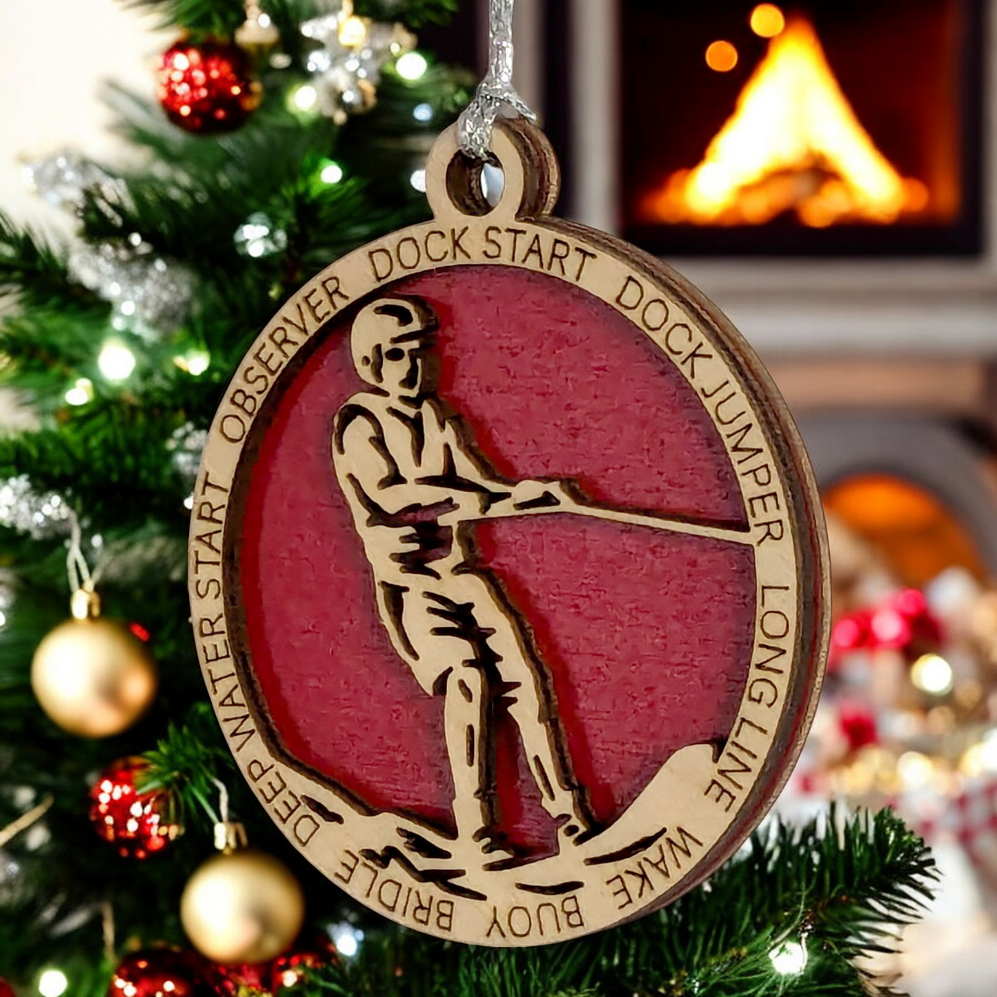 3-Inch Personalized Male Water Skiing Christmas Ornament - Handcrafted Wooden Water Skier Holiday Decoration - Customizable Holiday Keepsake for Water Sports Enthusiasts - Unique Christmas Tree Decor