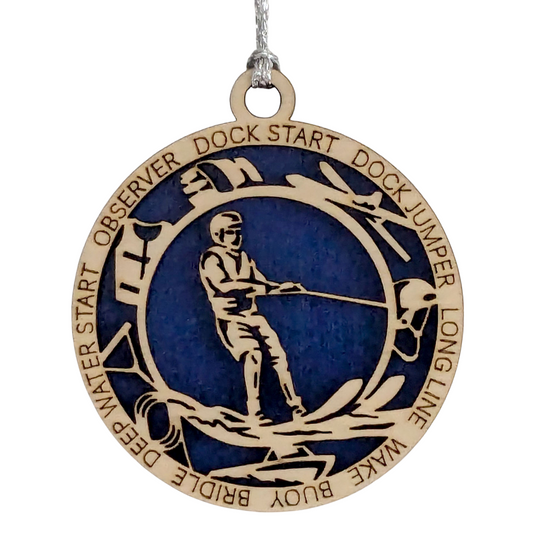 3-Inch Personalized Male Water Skiing Christmas Ornament - Handcrafted Wooden Water Skier Holiday Decoration - Customizable Holiday Keepsake for Water Sports Enthusiasts - Unique Christmas Tree Decor