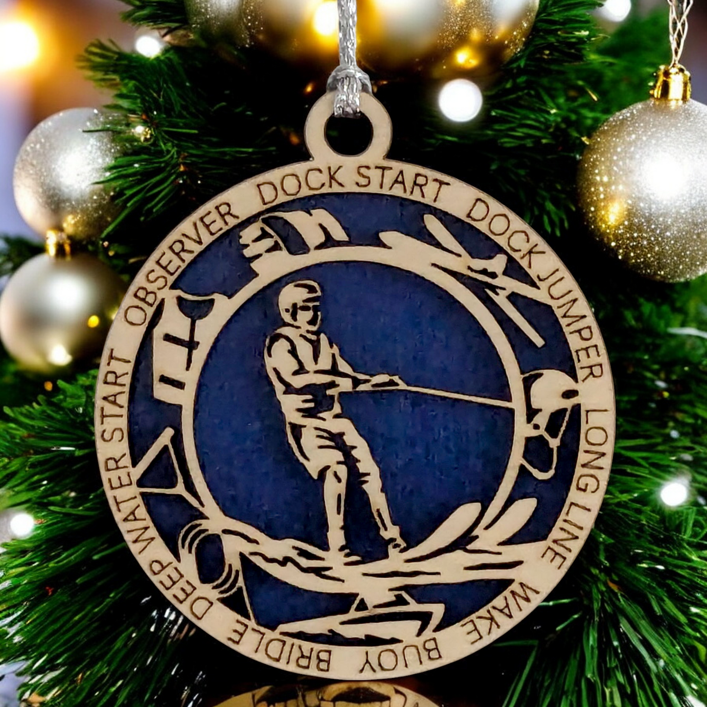3-Inch Personalized Male Water Skiing Christmas Ornament - Handcrafted Wooden Water Skier Holiday Decoration - Customizable Holiday Keepsake for Water Sports Enthusiasts - Unique Christmas Tree Decor