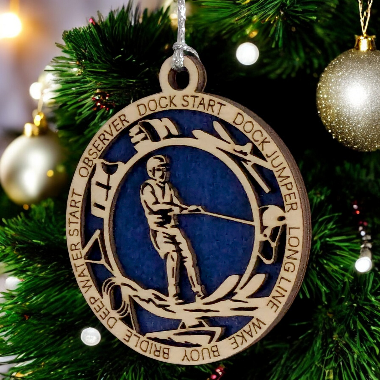 3-Inch Personalized Male Water Skiing Christmas Ornament - Handcrafted Wooden Water Skier Holiday Decoration - Customizable Holiday Keepsake for Water Sports Enthusiasts - Unique Christmas Tree Decor