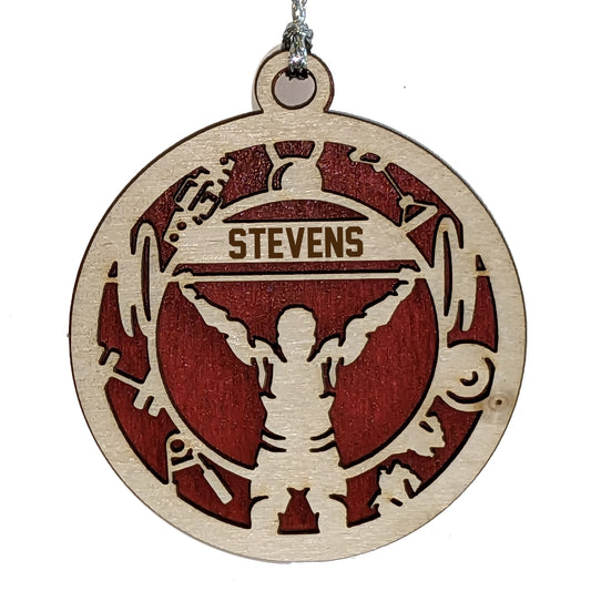 Male Weightlifting laser cut personalized wood ornament