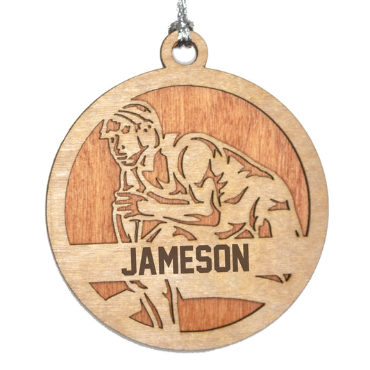 Male Wrestling laser cut personalized wood ornament