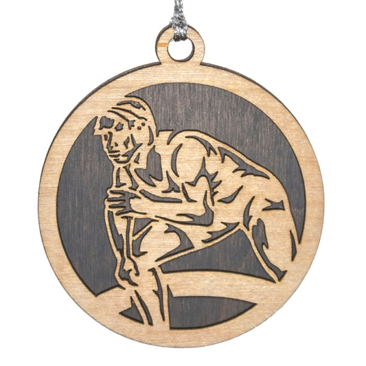 Male Wrestling laser cut wood ornament