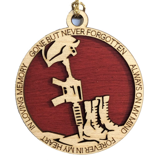 Handcrafted Military Tribute Ornament - 3" Marine Battlefield Cross Christmas Tree Decoration USA Made