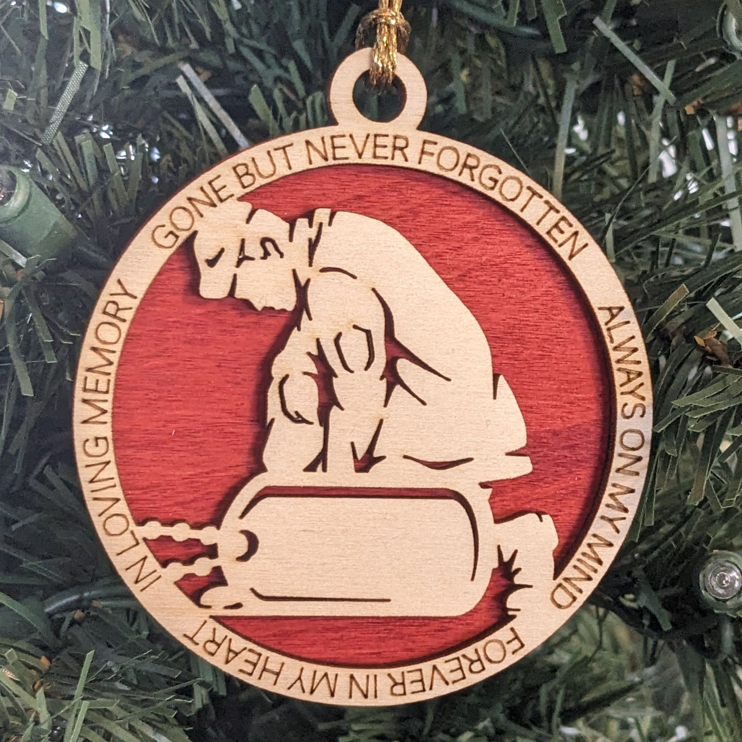 Personalized Marine Soldier Memorial Christmas Ornament | 3" Wood Laser Cut | Military Dog Tags | Handmade in USA