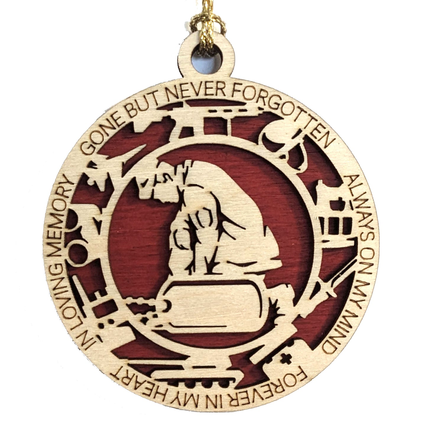 Handcrafted USMC Christmas Ornament - 3" Wood Marine Memorial Keepsake with Customizable Dog Tags - Patriotic Military Gift