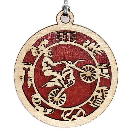 Motocross laser cut wood ornament