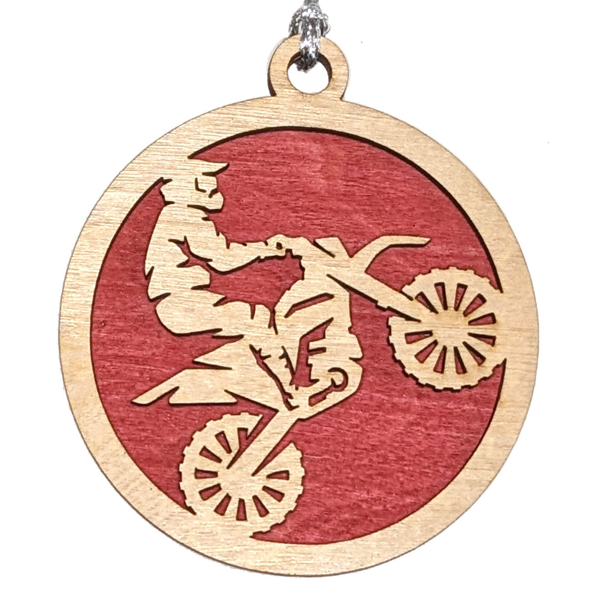 Motocross laser cut wood ornament
