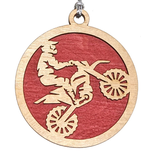 Motocross laser cut wood ornament