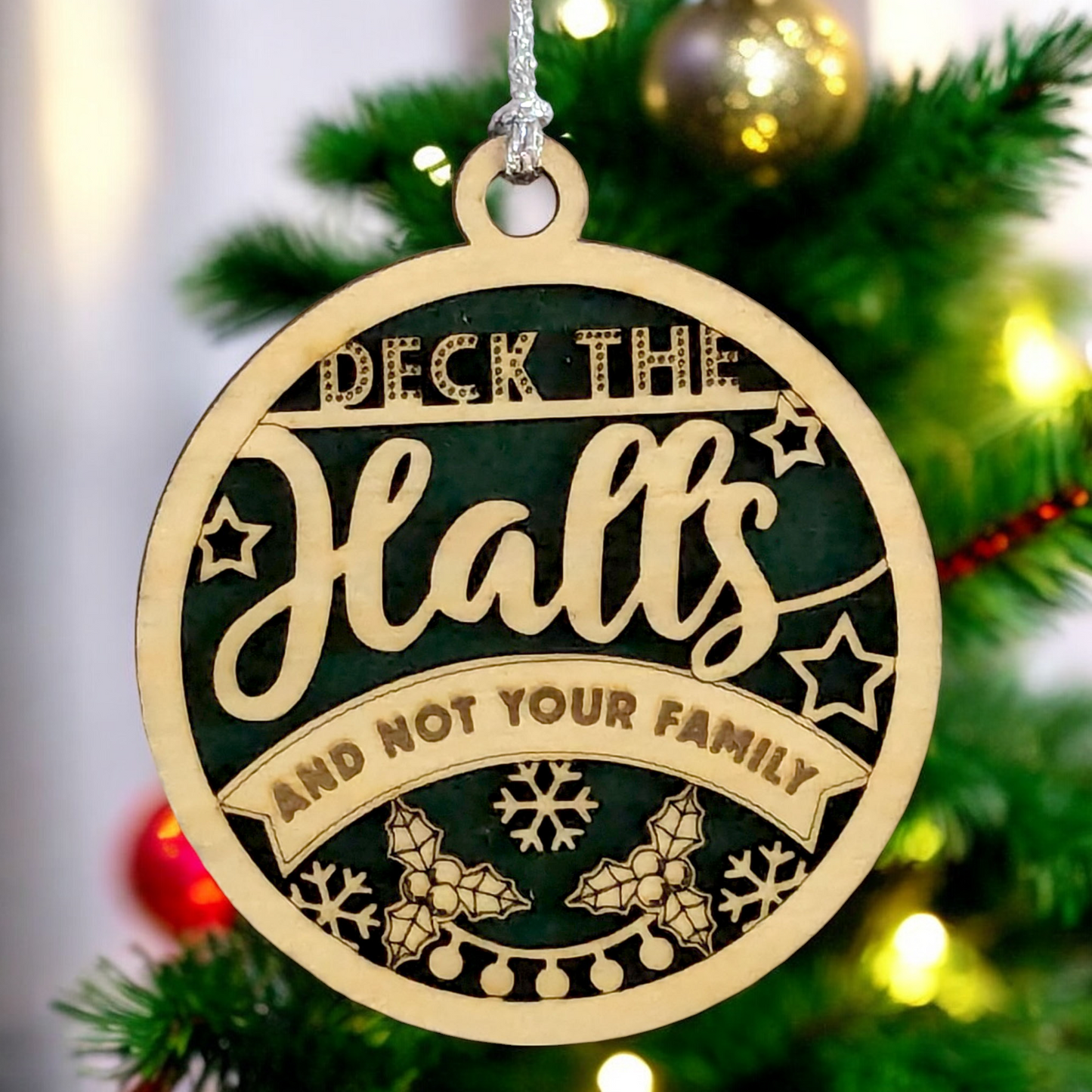 Adult Humor Christmas Ornament - 3" Wood "Deck the Halls" Funny Holiday Decor - Handcrafted in USA