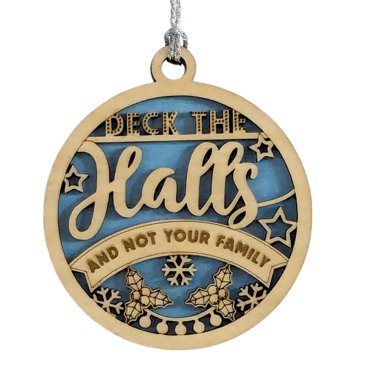Adult Humor Christmas Ornament - 3" Wood "Deck the Halls" Funny Holiday Decor - Handcrafted in USA