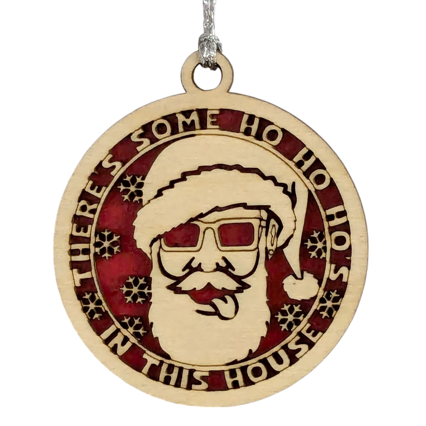 Naughty Santa "Ho Ho Ho's" 3" Wood Christmas Ornament - Funny Adult Humor Holiday Decor