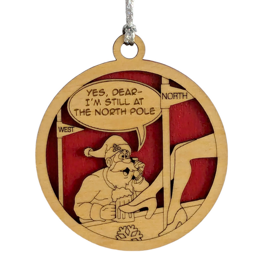Naughty Santa Strip Club Christmas Ornament - Funny Adult Humor Wood Decoration - Handmade in USA