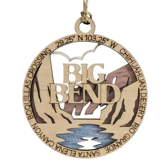 Big Bend National Park 3" Wood Ornament - Handcrafted 2-Layer Christmas Decor with Rio Grande & Santa Elena Canyon Scene