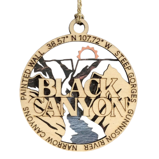 Black Canyon National Park 3" Wood Ornament - Handcrafted 2-Layer Christmas Decoration, Gunnison River Scene
