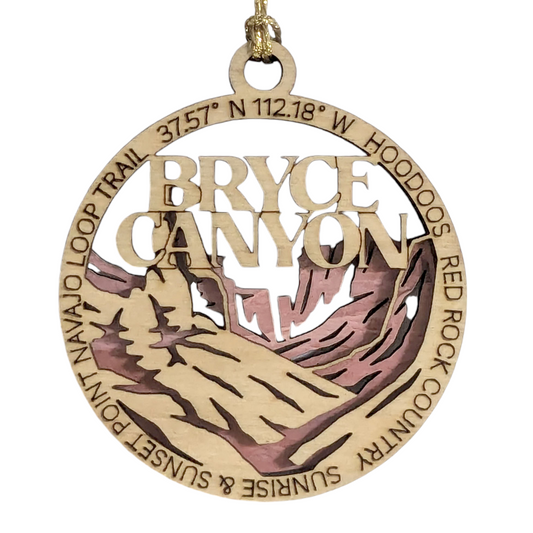 Bryce Canyon National Park 3" Wooden Ornament - Laser Cut Red Rock Landscape - Handcrafted National Park Souvenir - Made in USA