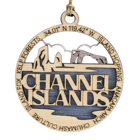 Channel Islands National Park Ornament - 3" Wood Laser Cut Christmas Decoration with Island Scene