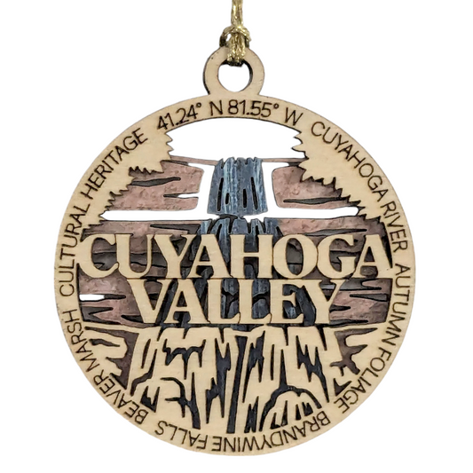 Cuyahoga Valley National Park Wood Ornament - Handmade 3" Laser Cut Christmas Decoration, Ohio Souvenir, Nature Lover Gift