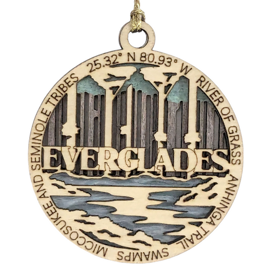 Everglades National Park Handcrafted Wood Ornament - 3" Laser Cut National Park Scene - Small Business USA-Made