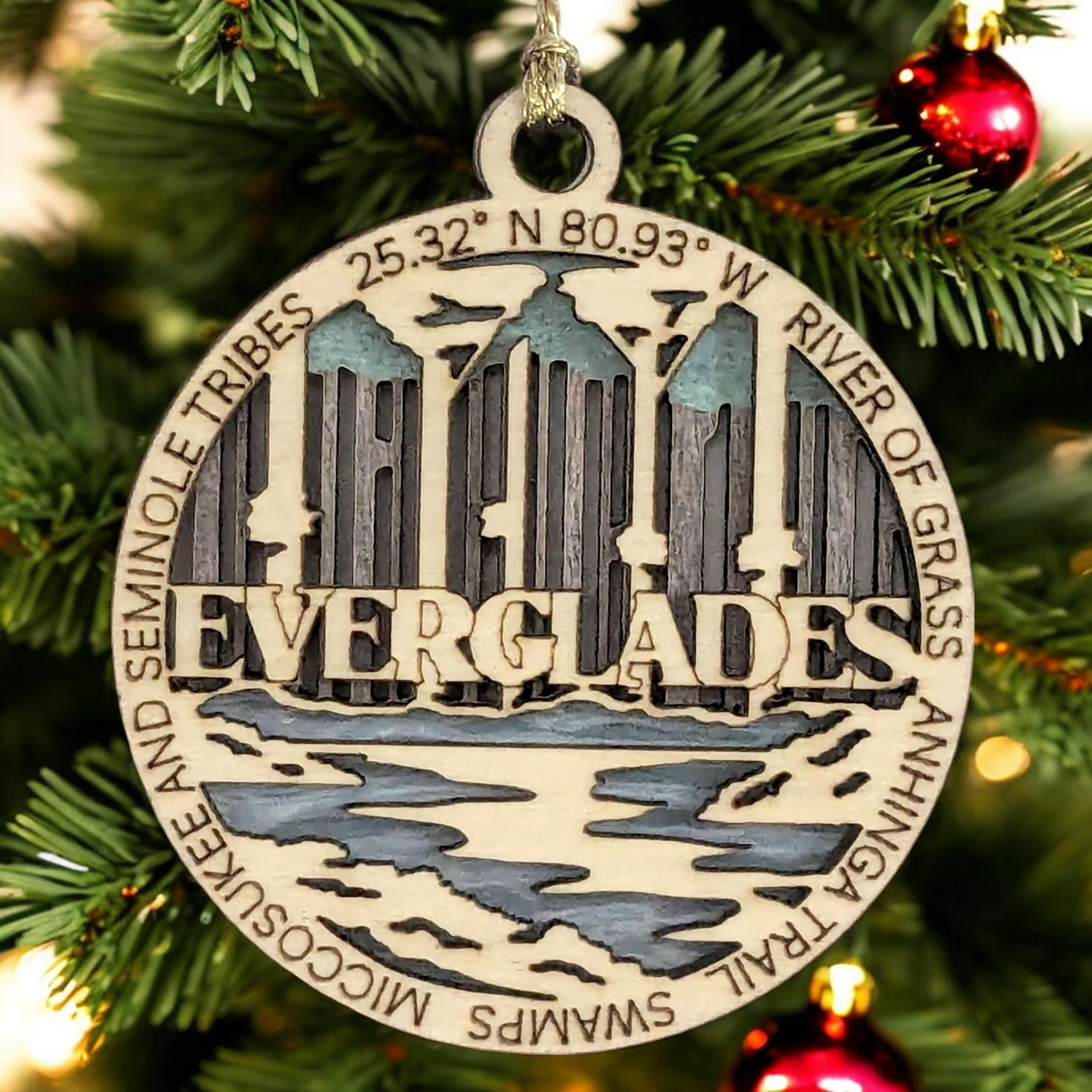 Everglades National Park Handcrafted Wood Ornament - 3" Laser Cut National Park Scene - Small Business USA-Made