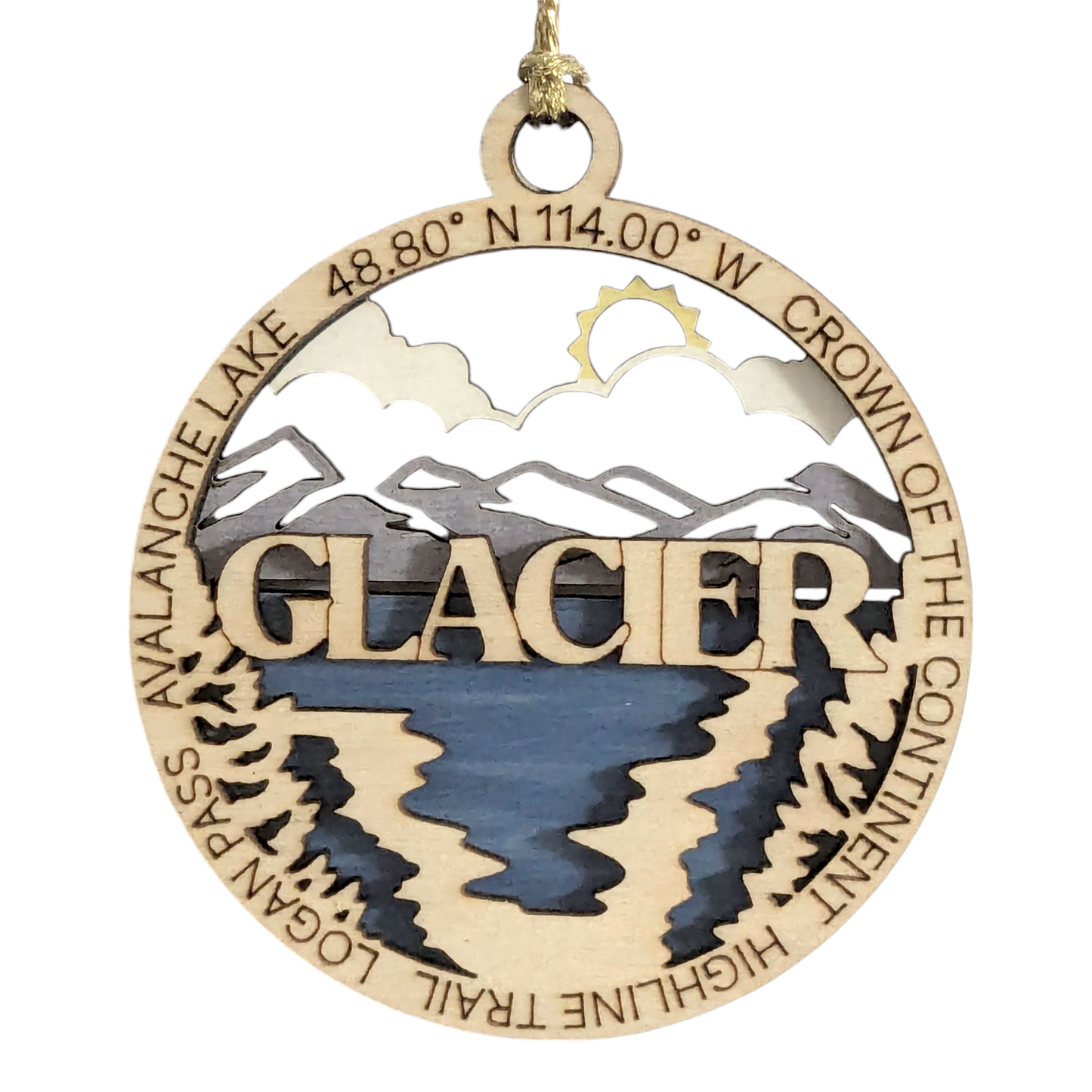 Glacier National Park Ornament - Handcrafted Wooden 3" Round, Avalanche Lake Christmas Decor