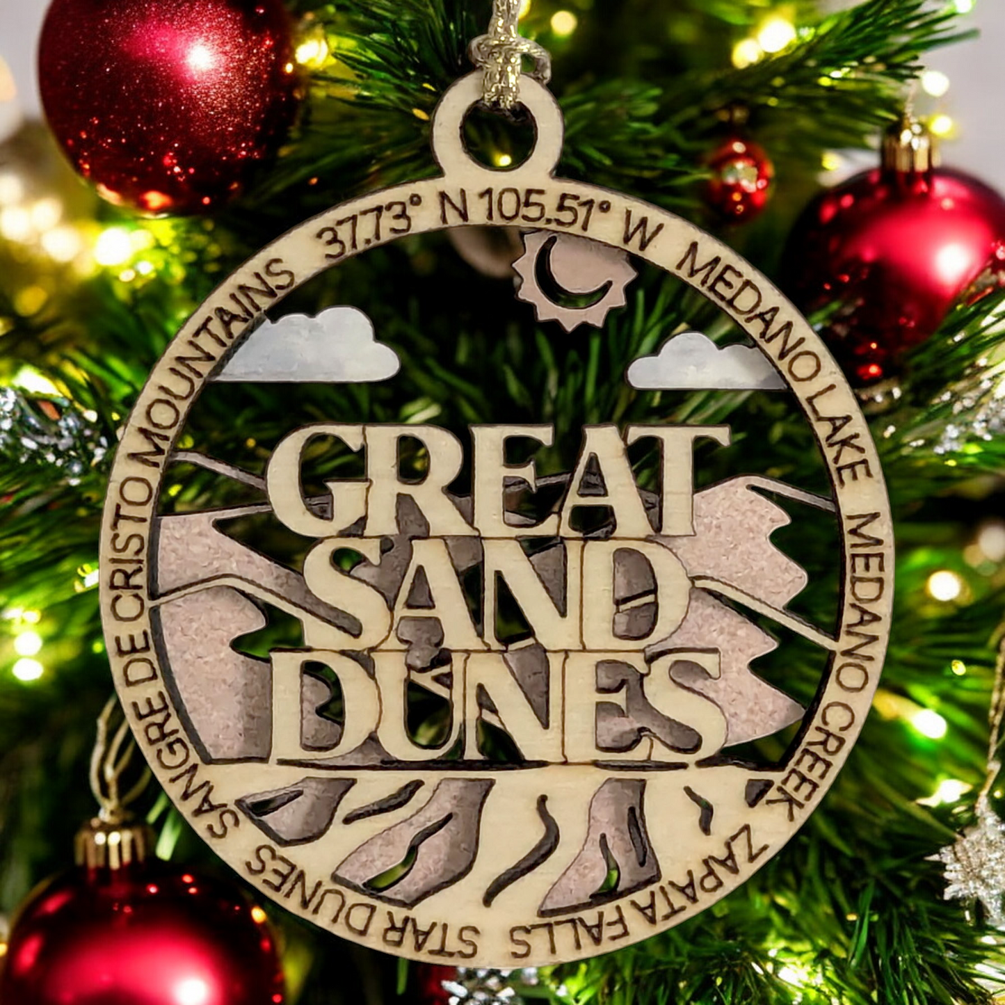 Great Sand Dunes National Park Handcrafted Wood Ornament - 3" Laser Cut Christmas Decor, Colorado Souvenir, Small Business USA Made