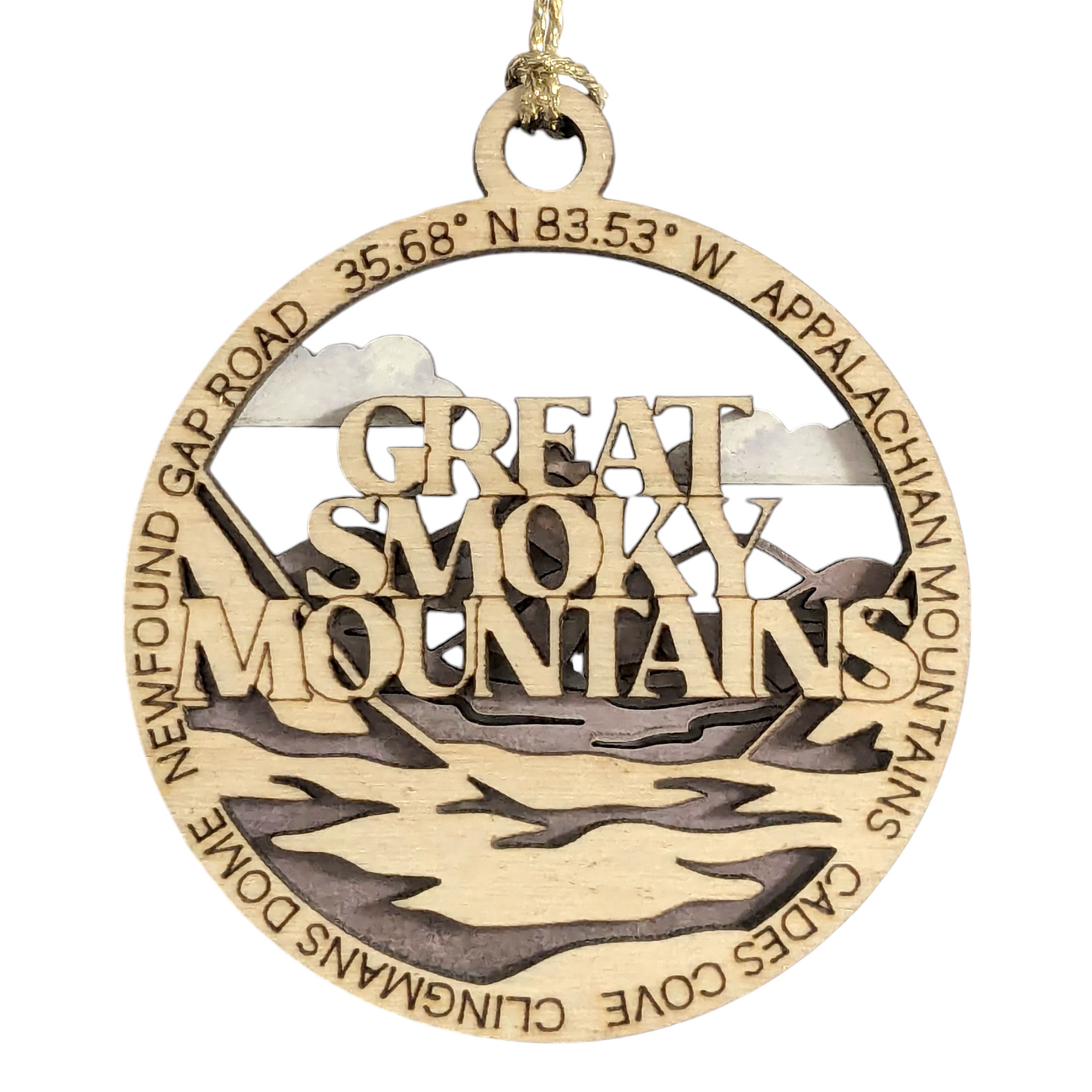 Great Smoky Mountains National Park Scene Rustic 3" Wood Christmas Ornament - Handmade in USA - Mountain Decor Gift