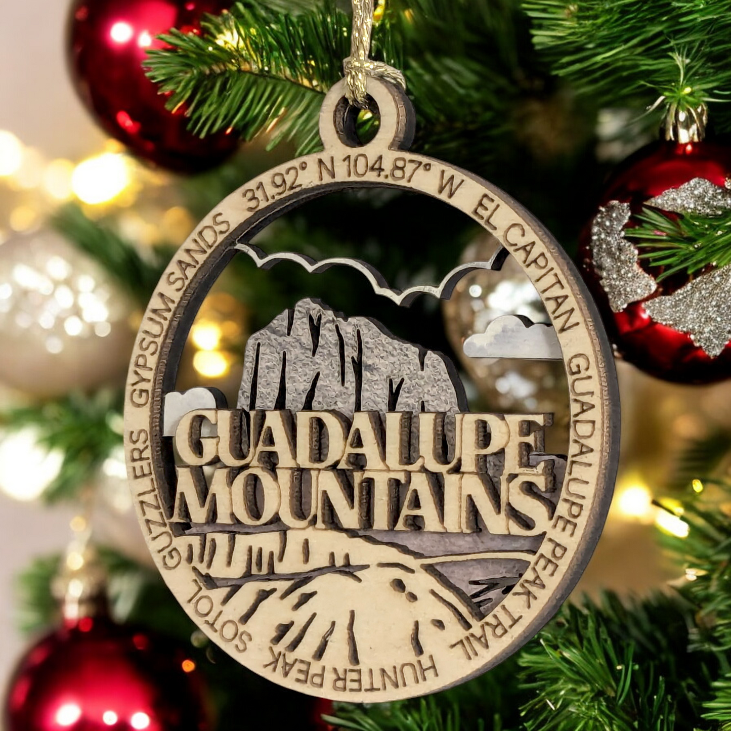Guadalupe Mountains National Park Keepsake - El Capitan 3" Wooden Ornament - Laser Cut Christmas Tree Decor - USA Crafted