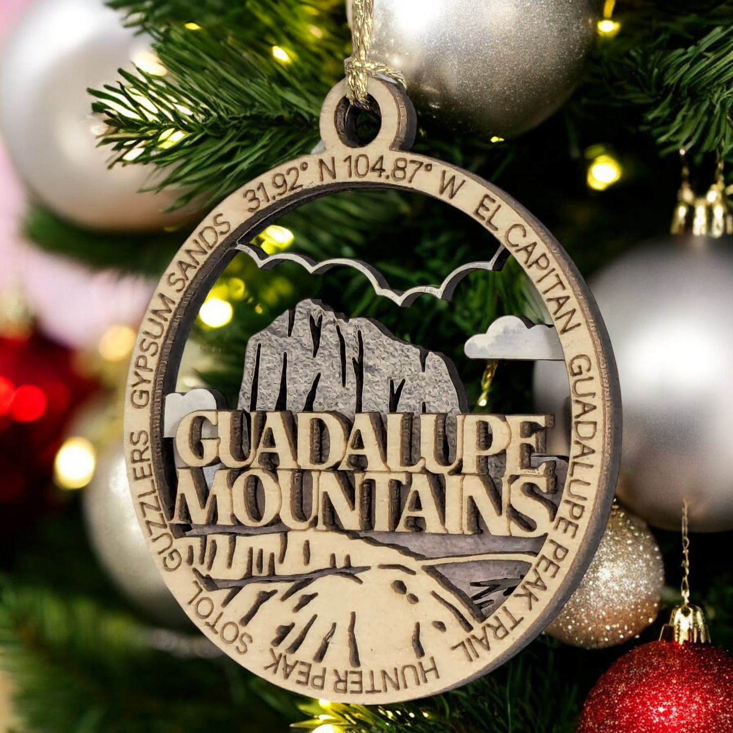 Guadalupe Mountains National Park Keepsake - El Capitan 3" Wooden Ornament - Laser Cut Christmas Tree Decor - USA Crafted