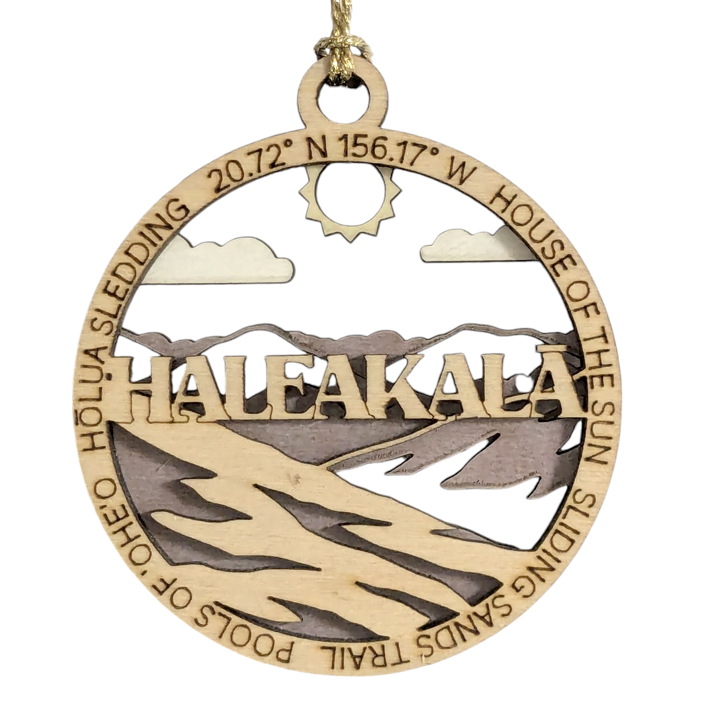 Haleakala National Park "House of the Sun" Scene, 3" Laser Cut Wood Ornament - Handmade Christmas Decor, Small Business USA Made