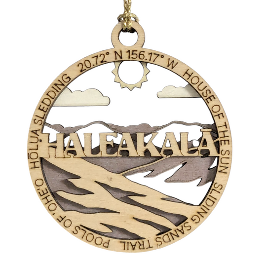 Haleakala National Park "House of the Sun" Scene, 3" Laser Cut Wood Ornament - Handmade Christmas Decor, Small Business USA Made