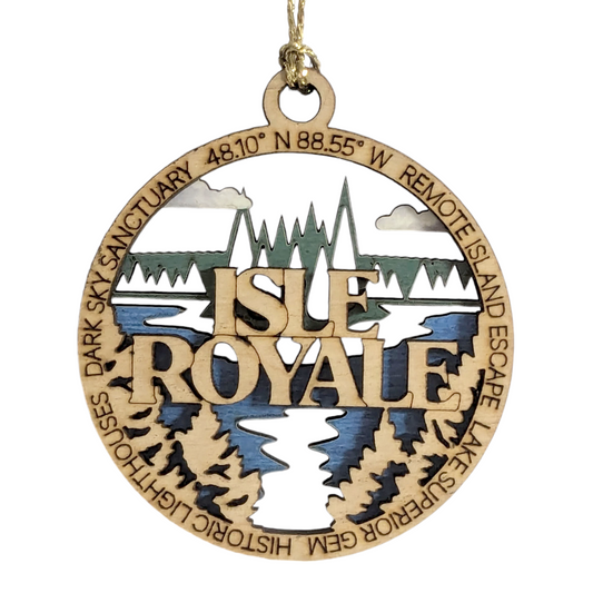 Isle Royale National Park Wood Ornament - Lake Superior Island Scene, Handcrafted 3" Christmas Decoration