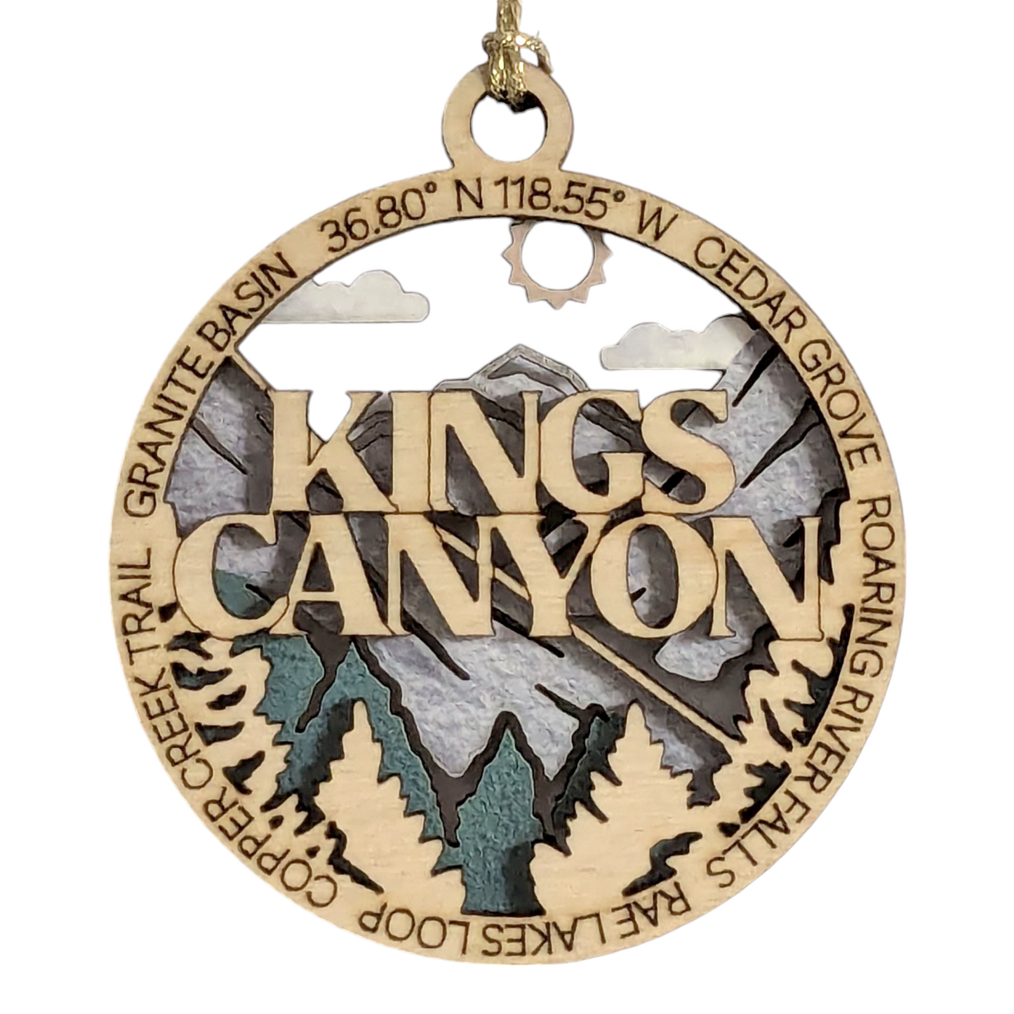 Kings Canyon National Park 3" Wood Ornament - Handmade USA Mountain Scene Christmas Decoration