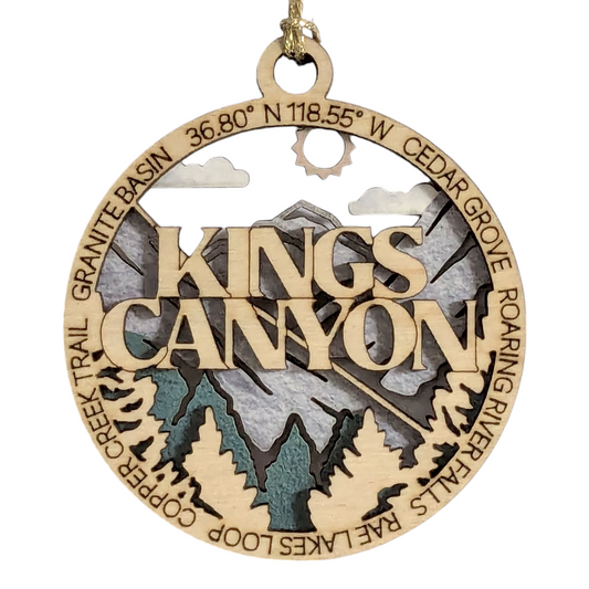 Kings Canyon National Park 3" Wood Ornament - Handmade USA Mountain Scene Christmas Decoration