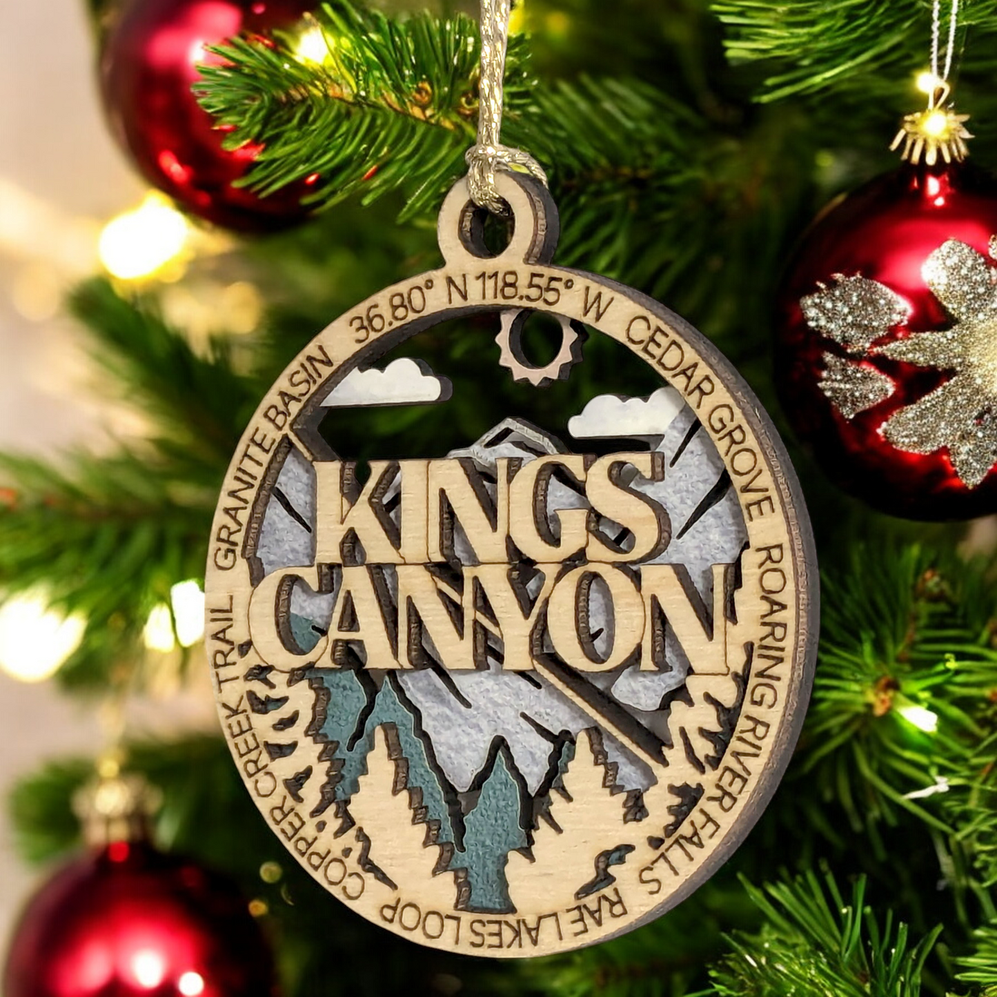 Kings Canyon National Park 3" Wood Ornament - Handmade USA Mountain Scene Christmas Decoration
