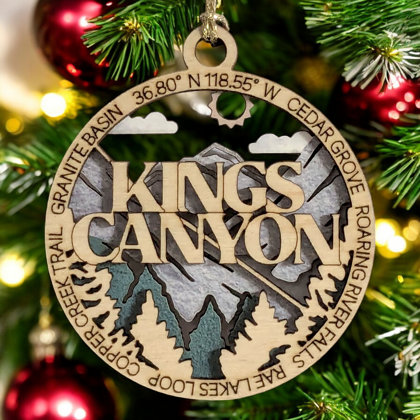 Kings Canyon National Park 3" Wood Ornament - Handmade USA Mountain Scene Christmas Decoration