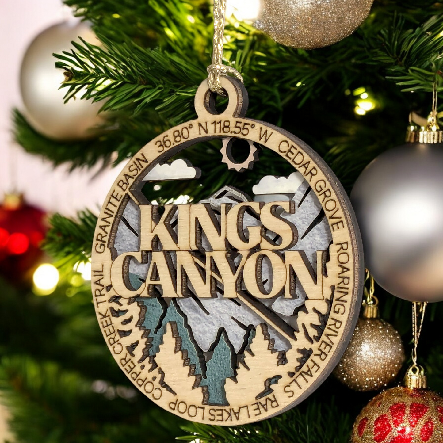 Kings Canyon National Park 3" Wood Ornament - Handmade USA Mountain Scene Christmas Decoration