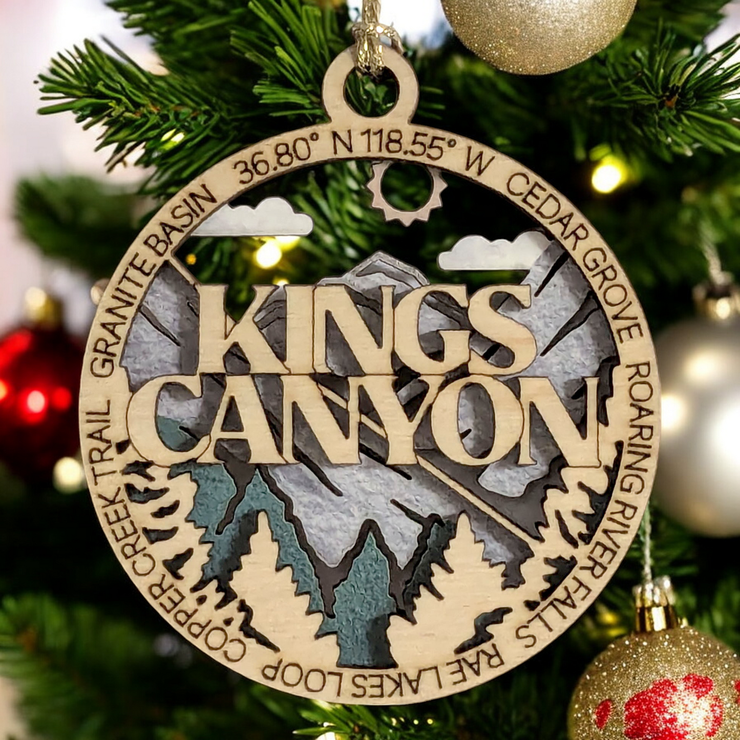 Kings Canyon National Park 3" Wood Ornament - Handmade USA Mountain Scene Christmas Decoration