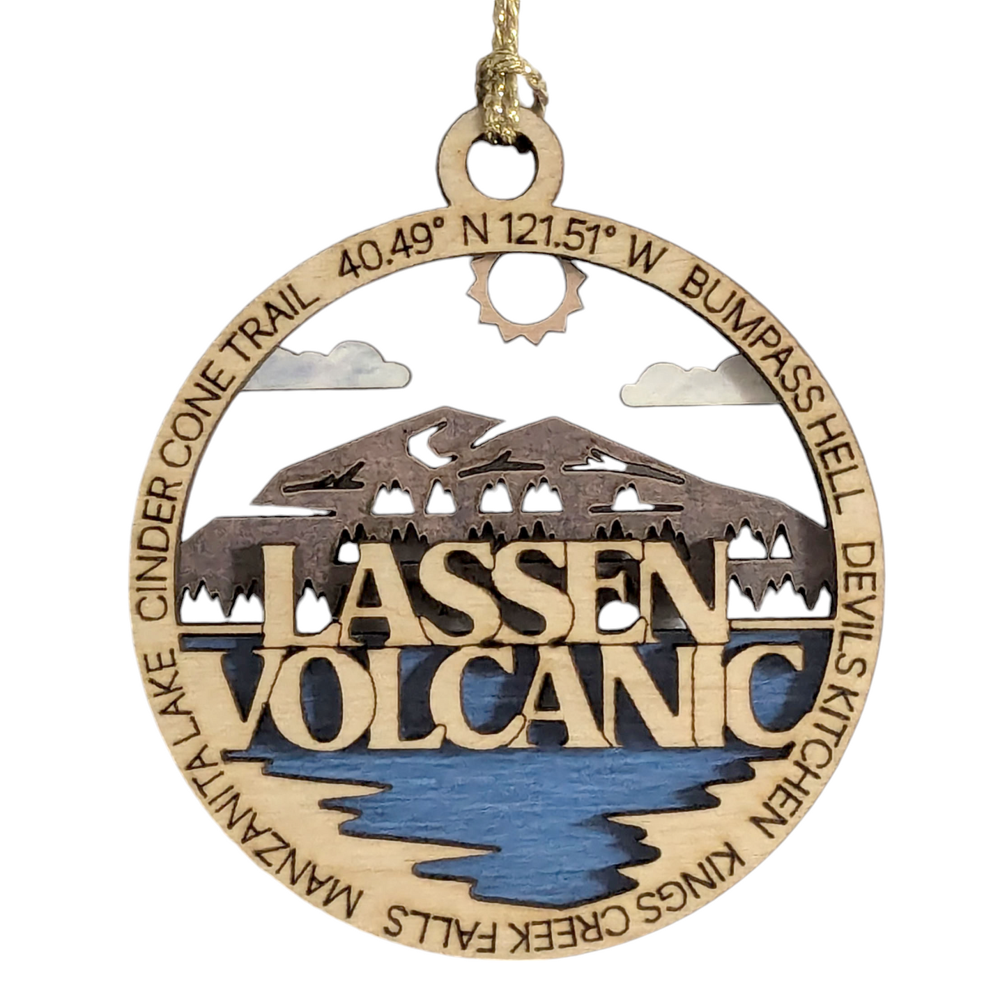 Lassen Volcanic National Park Christmas Gift - Laser Cut Wood Ornament featuring Manzanita Lake